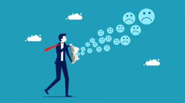 Businessmen spread pessimism. Negative icon coming out of the book vector