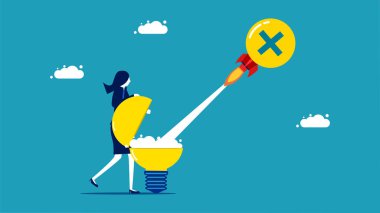  Spread positive thoughts. businesswoman launch positive thinking rocket vector