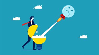 Spread negative thoughts. business people launch negative thoughts rocket vector