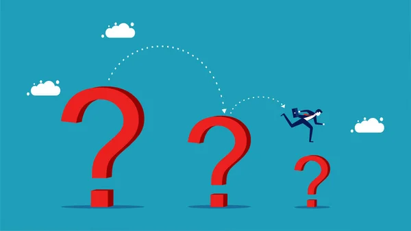 Reduced Problems Businessmen Run Shrinking Question Marks Vector Illustration — Image vectorielle
