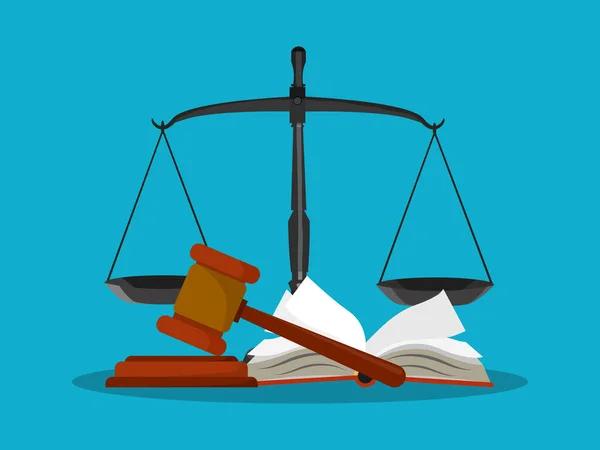 Administrative Law Scales Books Judgment Hammer Vector Illustration Eps — Stockvektor