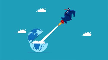 Introduce new strategies. Launch rocket chess horse flying out of the open world vector