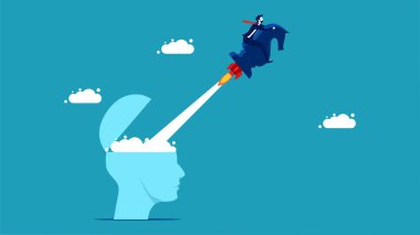 New business strategy ideas. Chess horse rocket launcher flew from the head vector
