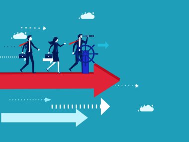 Businessman looking into binoculars for future vision. Business Leadership. career direction vector