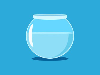 fish bowl with water isolated on blue background vector illustration