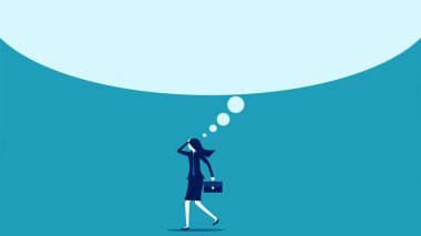 big problem. businesswoman think about big problems vector illustration eps