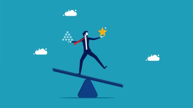 Businessmen manage quality and quantity on the scale. vector illustration eps