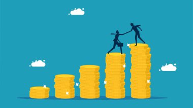 İşadamları ekonomik krizi örtbas etmek için başkalarına yardım ediyor. iş konsepti vektör illüstrasyonu