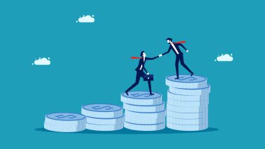 İşadamları ekonomik krizi örtbas etmek için başkalarına yardım ediyor. iş konsepti vektör illüstrasyonu