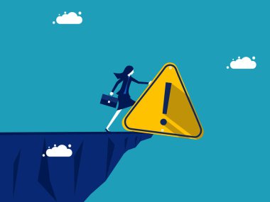 Hataları ortadan kaldır. İş kadını uyarı işareti bırakır. iş kavramı 