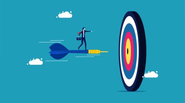 Hedefe nişan al. İş adamları iş hedeflerine odaklanır. vektör illüstrasyonu