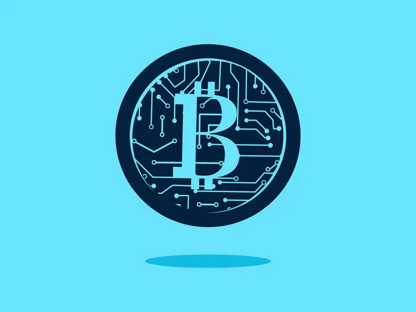 Bitcoin Pièces Bitcoin Coin Icône Sur Fond Bleu Vecteur Illustration — Image vectorielle