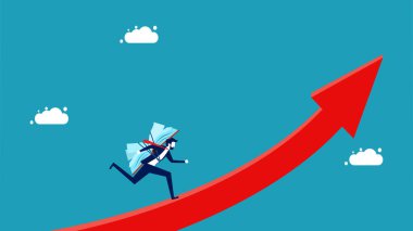 bilgiyle tamamlandı. Büyüyen bir ok vektörü üzerine çalışan bir kitabı olan iş adamı