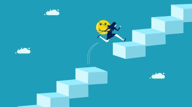 İyimserlik riskleri ve engelleri ortadan kaldırır. İyi huylu iş kadını boşluğun üzerinden atlar.