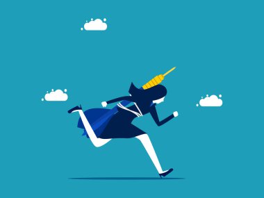 Hedefler için çabala. Dart atan iş kadını. iş konsepti vektör illüstrasyonu