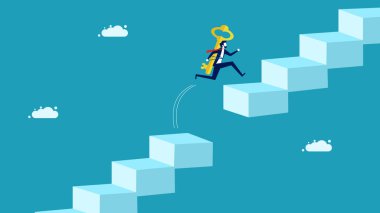 Engelleri ve engelleri aşmanın sırrı. Başarının anahtarına sahip iş adamı, aradaki farkı iş vektörüyle aşıyor.