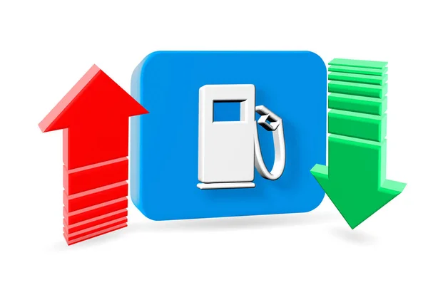 Fuel Icon Arrows White Background Representing Rise Fall Fuel Price — Stock Photo, Image