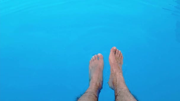 Men Feet Splashing Pool — Vídeo de Stock