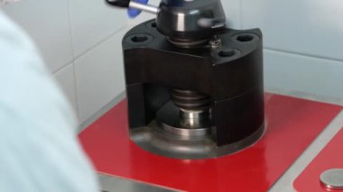 Preparation of samples for x-ray cement composition study in the laboratory.