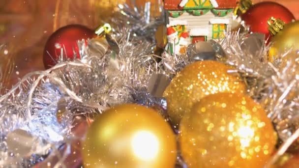 Decorações Natal Como Bolas Luzes Guirlandas Que Para Decorar Árvore — Vídeo de Stock