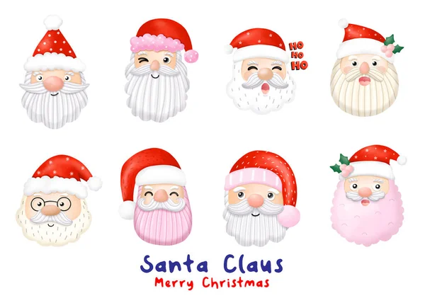 Acuarela Santa Claus Clipart Feliz Navidad — Archivo Imágenes Vectoriales