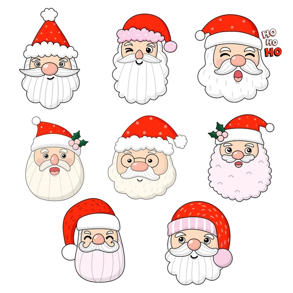 Cara Santa Claus Llena Clipart Feliz Navidad — Archivo Imágenes Vectoriales