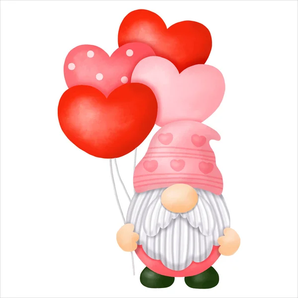 Acuarela Gnomos San Valentín Clipart Gnomos Amor Pintura Digital — Vector de stock