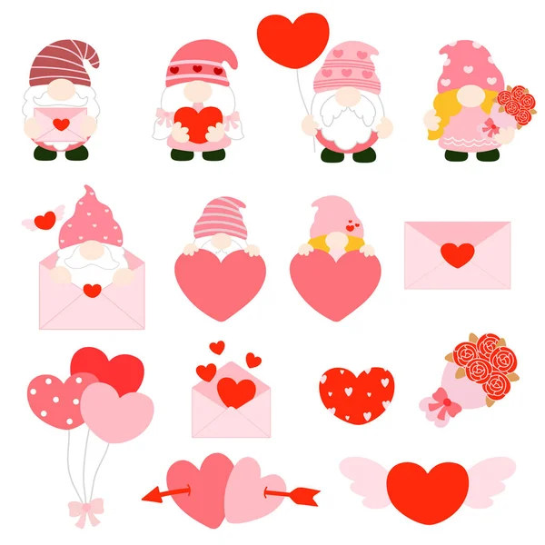 Gnomos Día San Valentín Clipart Gnomos Amor — Vector de stock