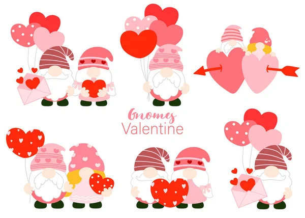 Gnomes Sevgililer Günü Clipart Gnomes Love — Stok Vektör