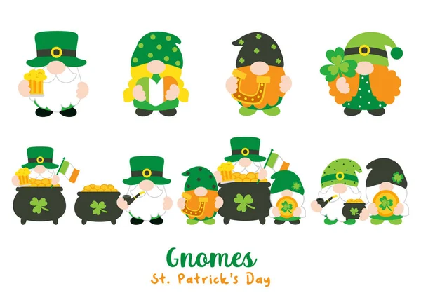 Saint Patrick Gnomes Falt Clipart — Image vectorielle