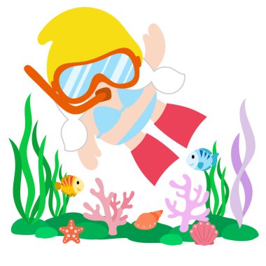 Cüceler Dalış Yazı, Düz Clipart