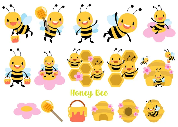 Honigbiene Flach Clipart — Stockfoto