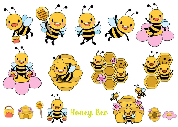 Honey Bee Filled Clipart — Stock Vector