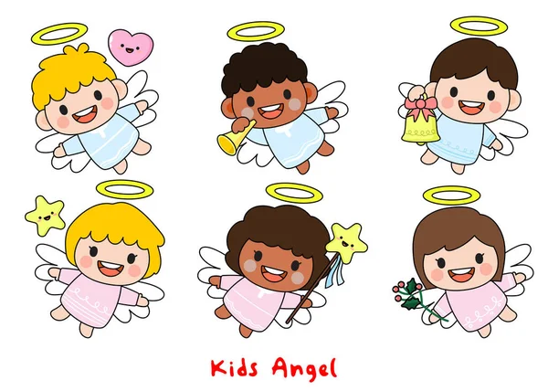 Děti Angel Plný Clipart Děti Angel — Stockový vektor