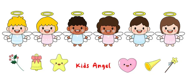 Děti Angel Plný Clipart Děti Angel — Stockový vektor