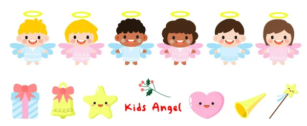 Niños Angel Flat Clipart Niños Angel — Vector de stock