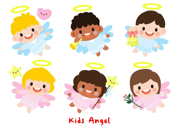 Bambini Angelo Piatto Clipart Bambini Angelo — Vettoriale Stock