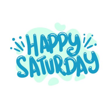 Mutlu cumartesiler metin tipografi tasarımı grafik vektör çizimi