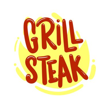ızgara biftek alıntısı metin tipografi tasarımı grafik vektör illüstrasyonu