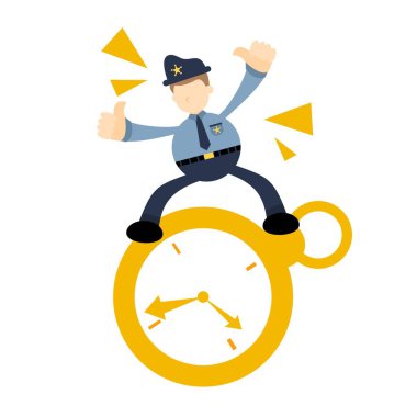 Polis memuru takım elbisesi saat çizelgesi düz tasarım tasarım tasarım çizimi