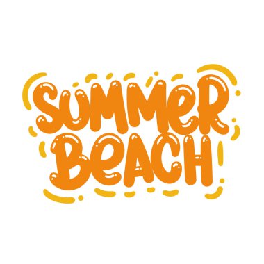 Yaz plajı tipografi tasarımı grafik çizimi