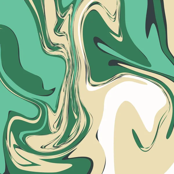 Green Cream Color Psychedelic Fluid Art Abstract Background Concept Design — Vetor de Stock