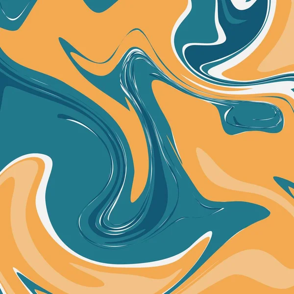 Azul Amarelo Laranja Cor Psicodélico Fluido Arte Abstrato Fundo Conceito — Vetor de Stock