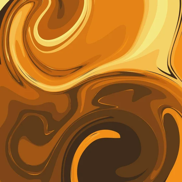 Brown Yellow Color Psychedelic Fluid Art Abstract Background Concept Design — Vetor de Stock