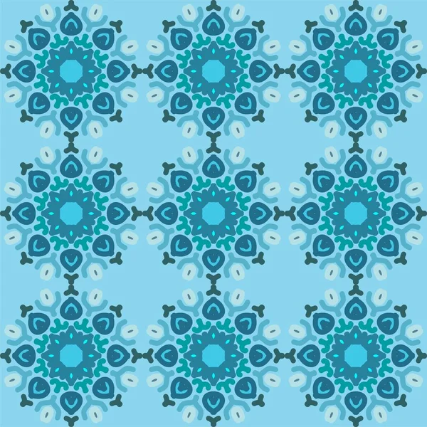 Bleu Turquoise Aqua Menthe Mandala Vintage Floral Intérieur Sans Couture — Image vectorielle