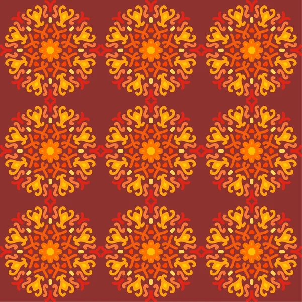 Motif Sans Couture Jaune Rouge Doux Rose Marron Vintage Floral — Image vectorielle