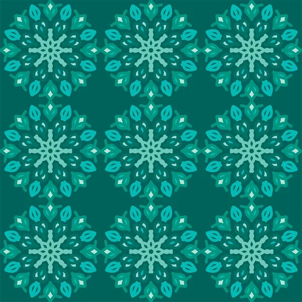 Blue Turquoise Aqua Menthe Mandala Vintage Floral Interior Seamless Flat — Stock vektor