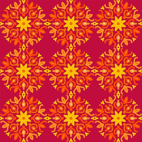 Seamless Pattern Yellow Red Soft Rose Maroon Vintage Floral Flower — Stock vektor