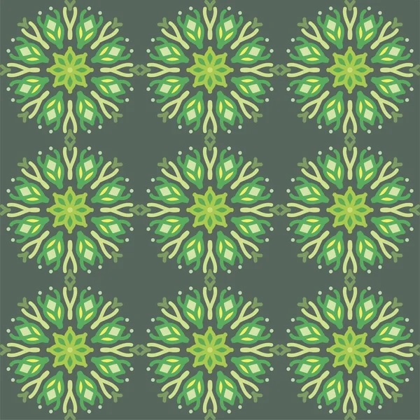 Seamless Pattern Green Mint Olive Forest Mandala Floral Creative Design — Stock vektor