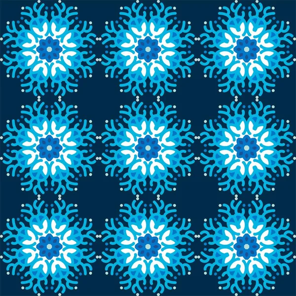 Μπλε Τυρκουάζ Aqua Menthe Mandala Vintage Floral Interior Απρόσκοπτη Επίπεδη — Διανυσματικό Αρχείο